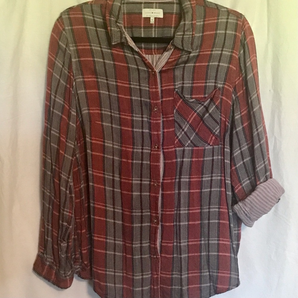GUC Lucky Brand flannel-style button-down shirt.